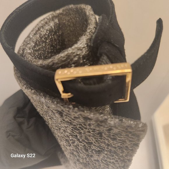 NIB Good American Platform Sandals chunky black suede heels. Various. - Picture 4 of 12